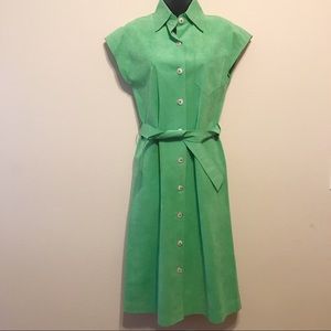 80s Bill Blass Blassport Ultra suede Green dress S